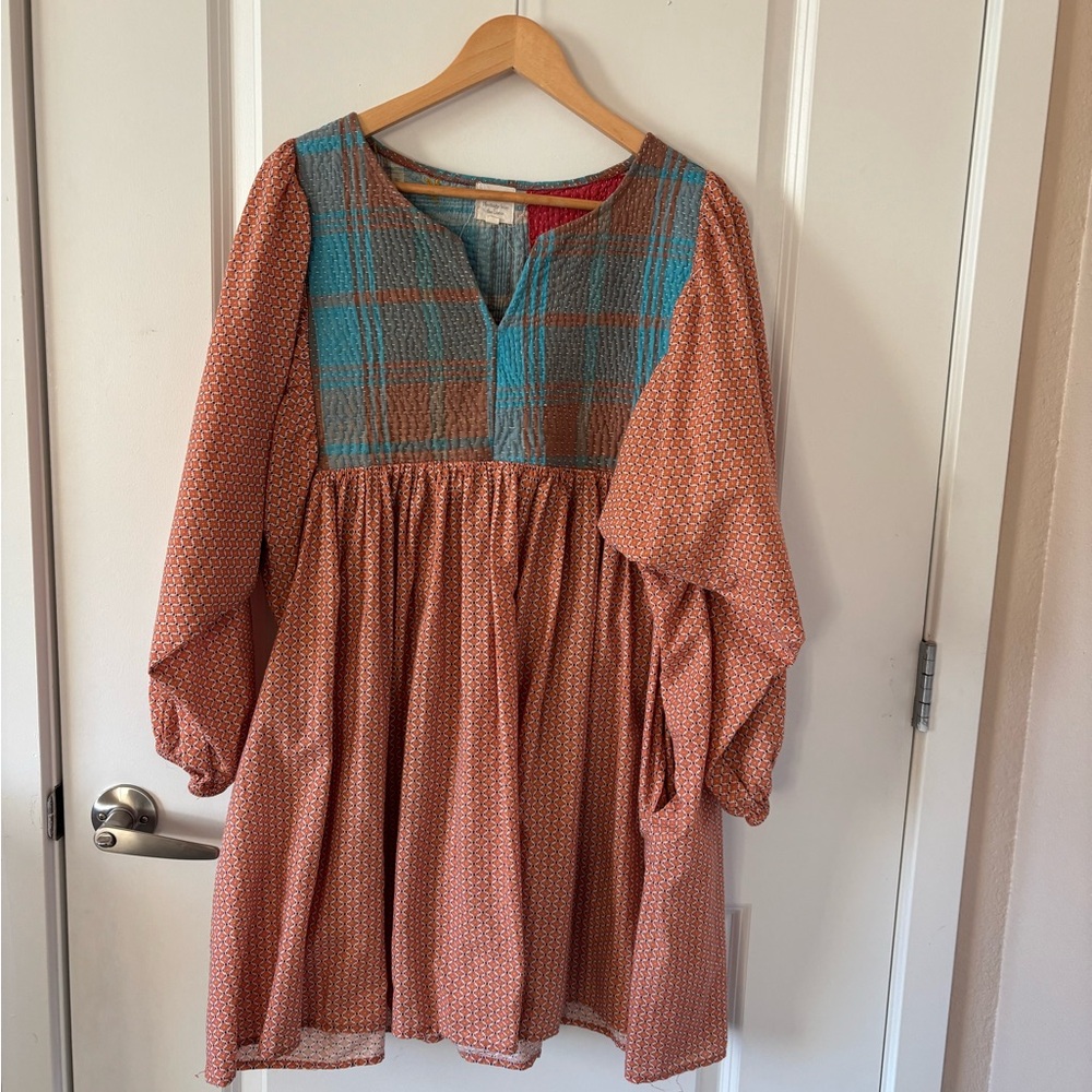 Recycled Sari Cotton Mini Dress